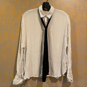 Barely worn Zara white polka dot shirt